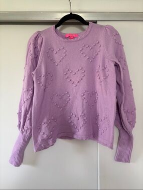 Lilly Pulitzer lilac Kippa Heart Popcorn Knit Sweater size medium EUC